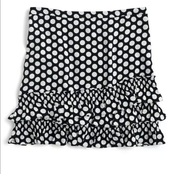JCrew navy white polka dot ruffle skirt - Picture 2 of 4